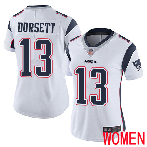 New England Patriots Football #13 Vapor Limited White Women Phillip Dorsett Road NFL Jersey